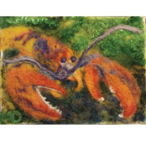Maine-Lobster---Wool-Fiber-Painting-by-Hillary-Dow