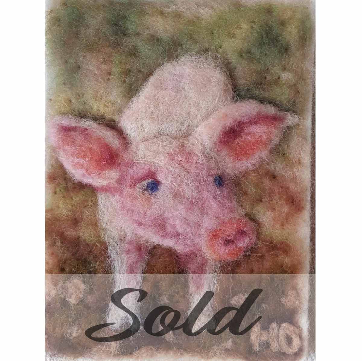 Piglet-original-wool-felted-illustration-by-Hillary-Dow