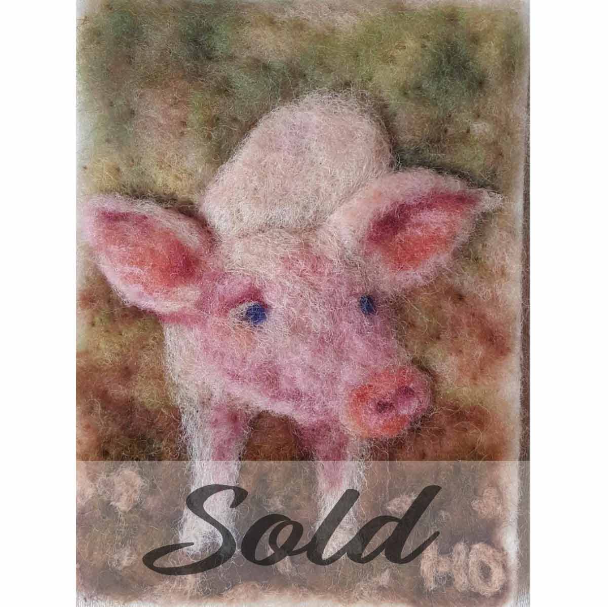 Piglet-original-wool-felted-illustration-by-Hillary-Dow Piglet-original-wool-felted-illustration-by-Hillary-Dow