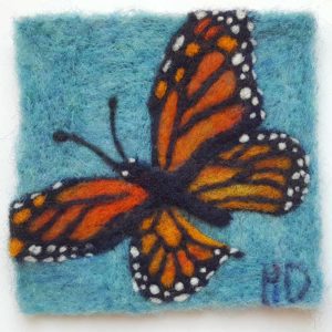 Monarch Butterfly Wool Fiber painting Hillary Dow