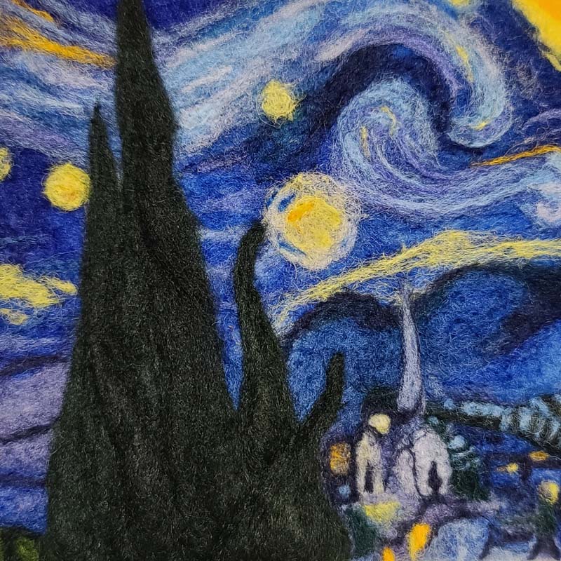 Shop Lichendia Felting Starry-Night-Detail-Needle-Felting-Hillary-Dow