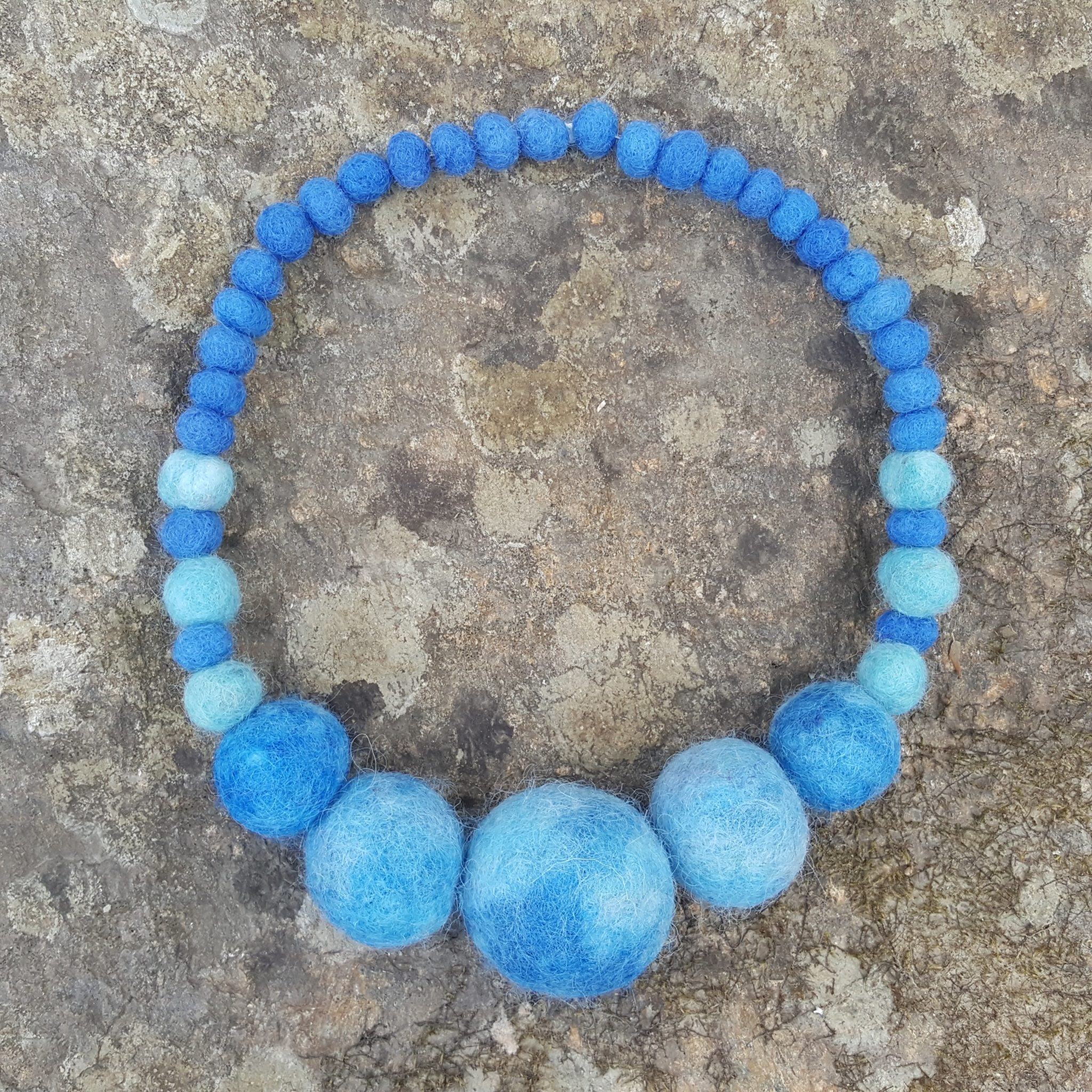 Blue statement necklace, a Lichendia design by Hillary Dow