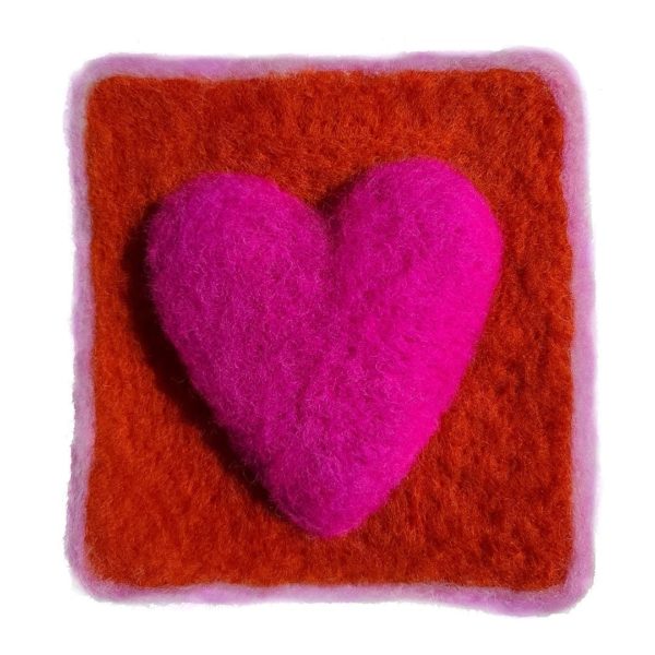 Happy Heart felting kit for beginners pink and orange