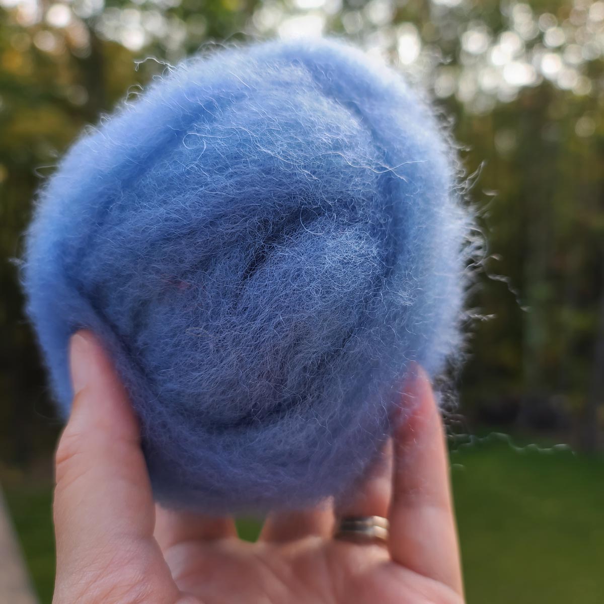 Light blue wool roving for Fairy Wings