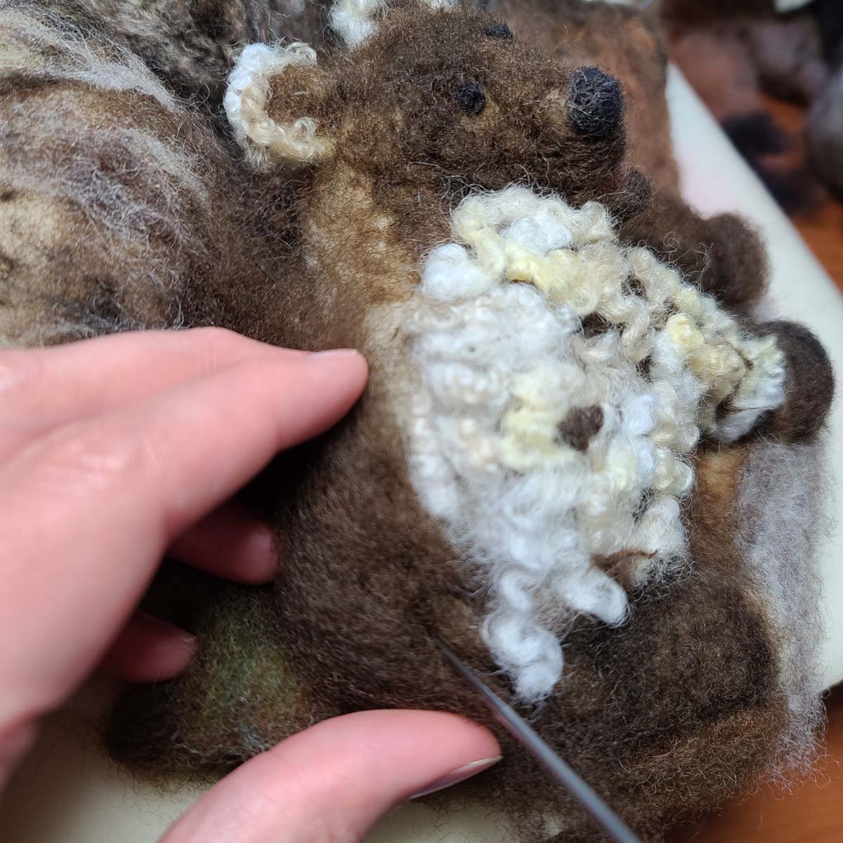 Needle Felting a Bear Illustration Needle Felting a Bear Illustration dark brown fur