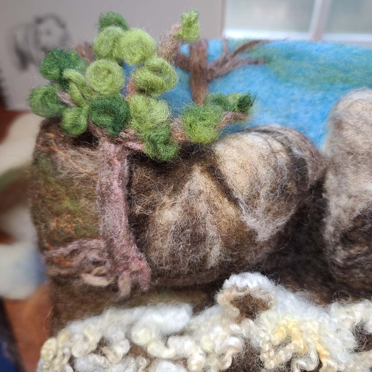 Needle Felting a Bear Illustration needle feted leafy ground cover