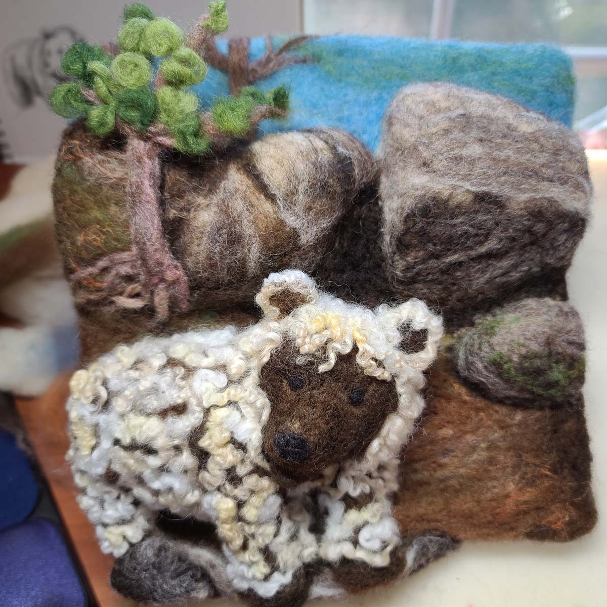 Needle Felting a Bear Illustration white curly locks from Kate the lamb