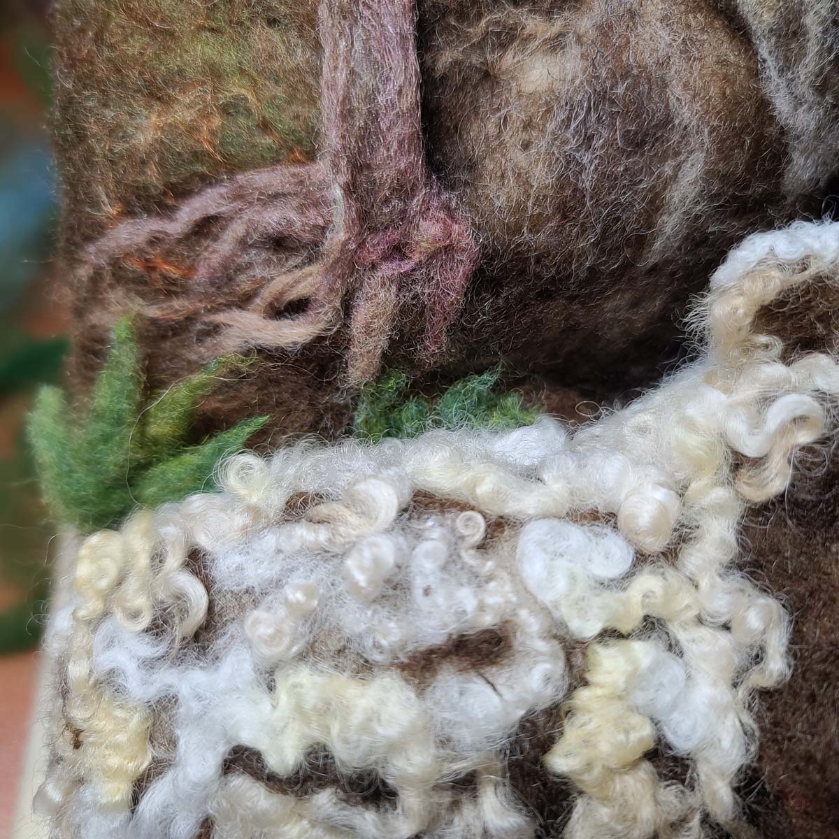 Needle Felting a Bear Illustration needle feted leafy ground cover