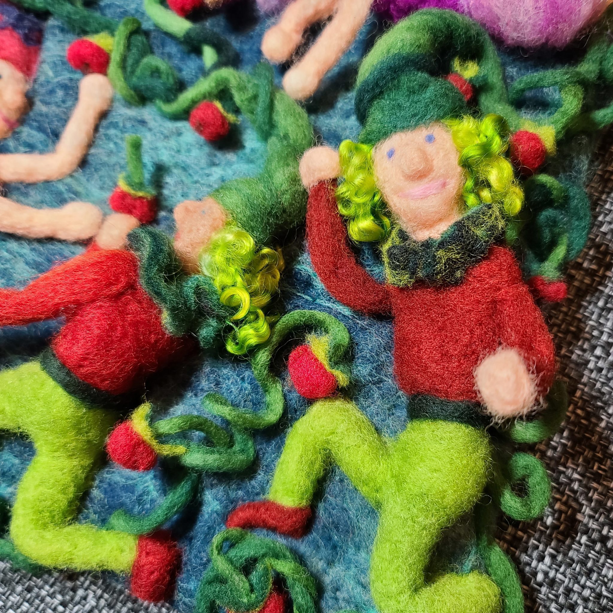 needle felting elves illustration