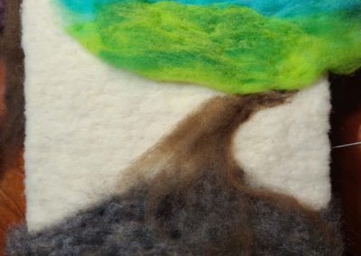 Felting a road and mountain background