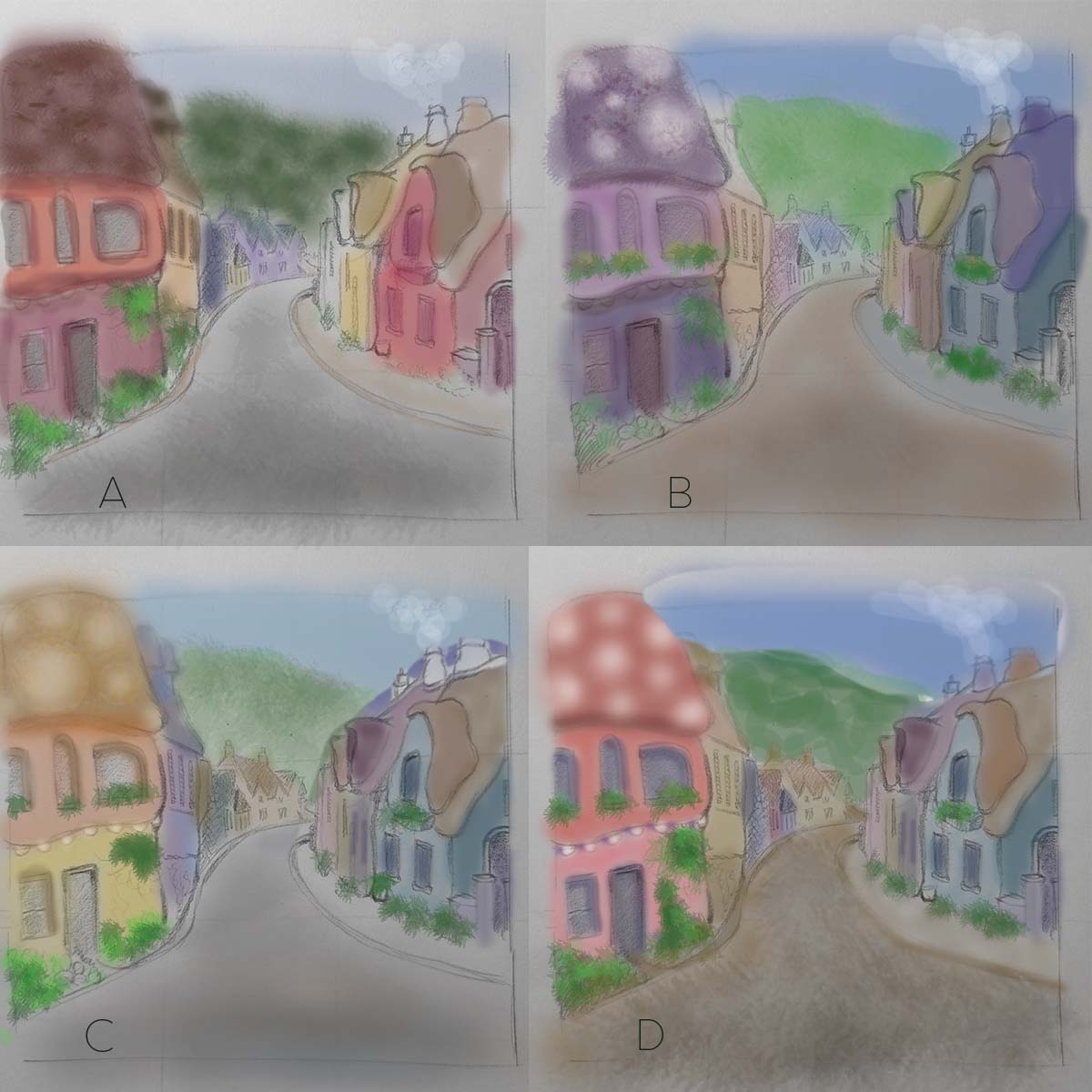 Lichedia Proper color studies fairy village Lichendia Proper color studies