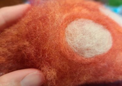 Adding more volume to the felted mushroom cap