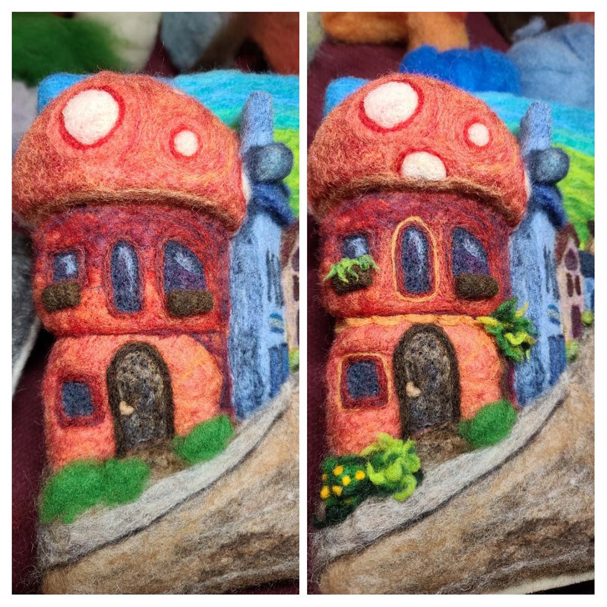 fairy mushroom house needle felting lesson (77) fairy mushroom house needle felting lesson