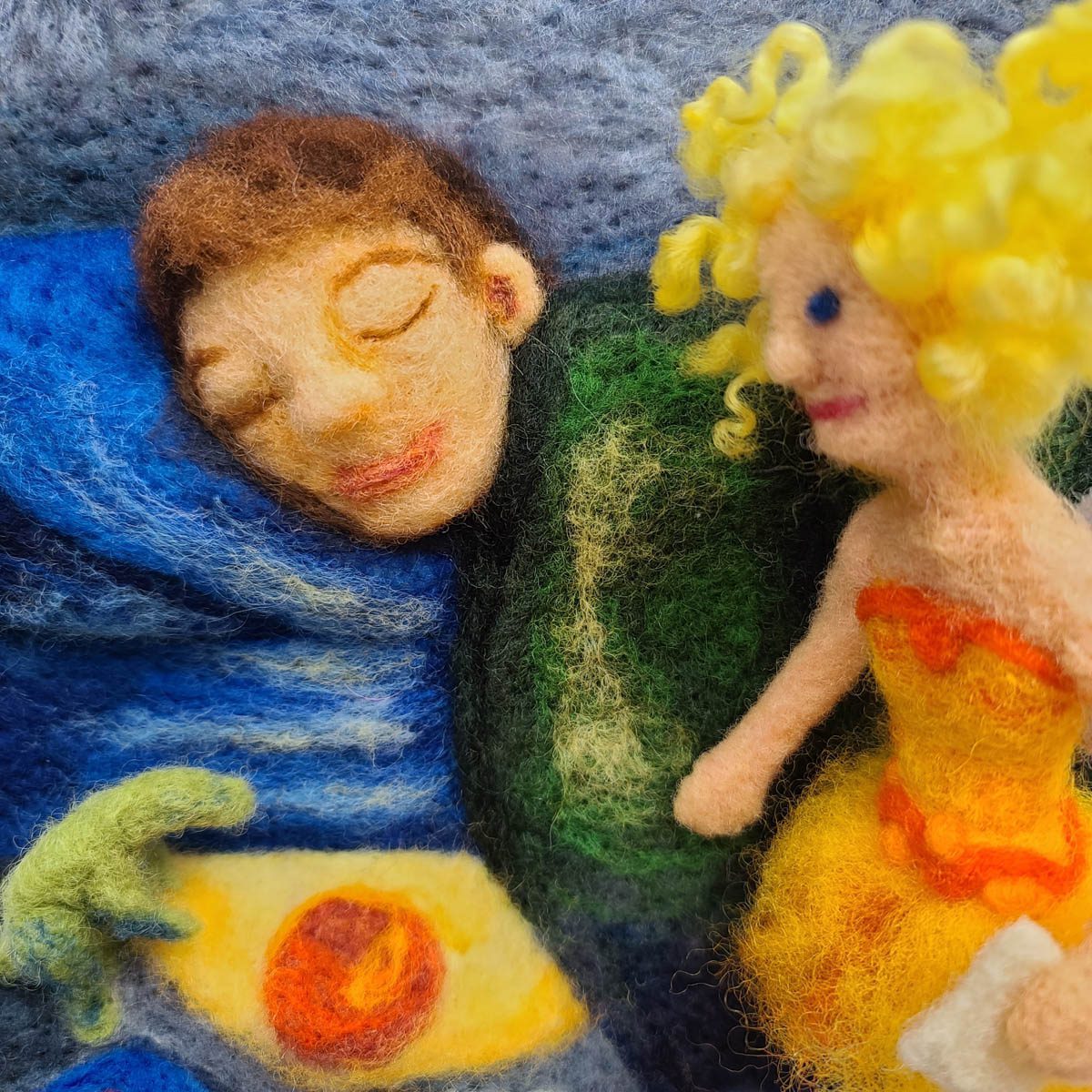 The Sun Fairy cover Illustration, Needle Felting a Picture