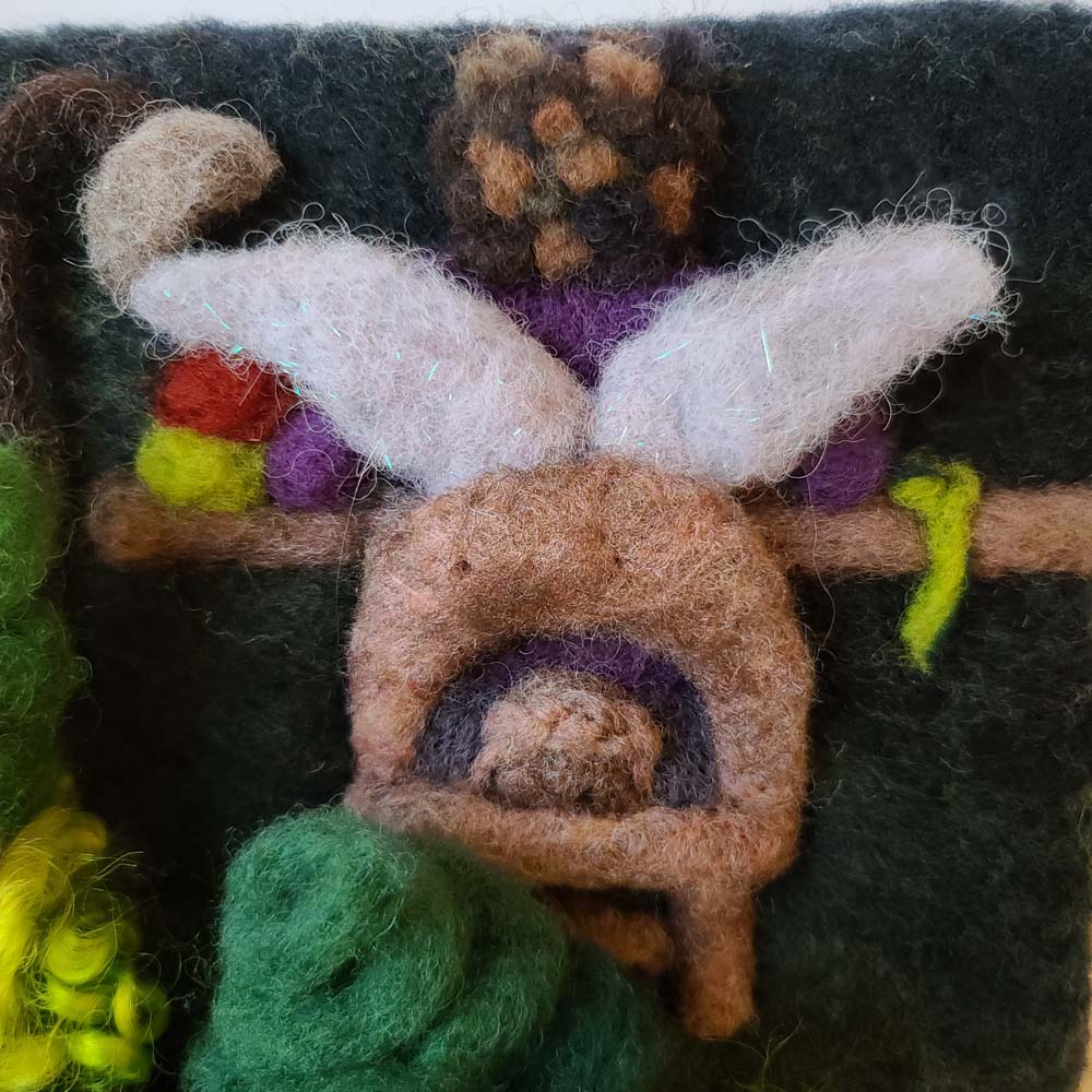 Elves Awaken detail: elves awaken original needle felted illustration by Hillary Dow