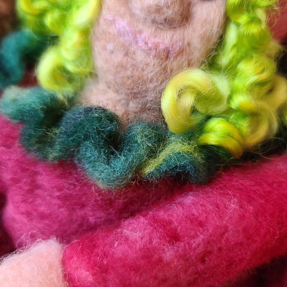 detail: elves awaken original needle felted illustration by Hillary Dow