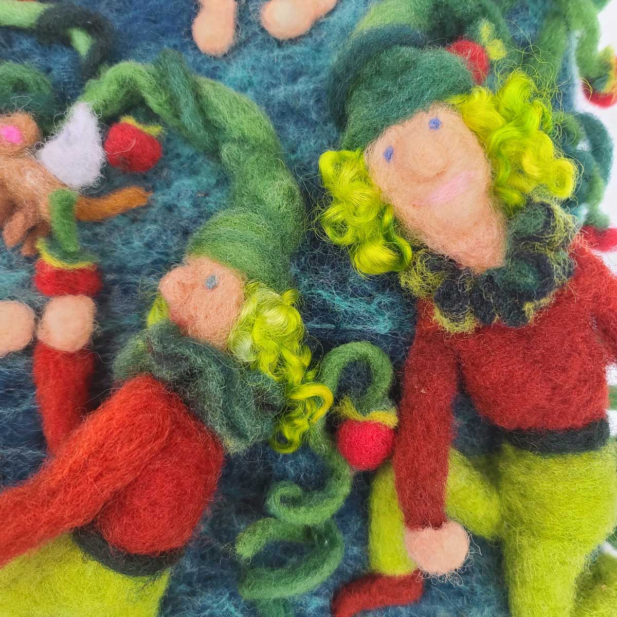 Elves and Fairies Dancing Fairy Dance Party original felted illustration by Hillary Dow