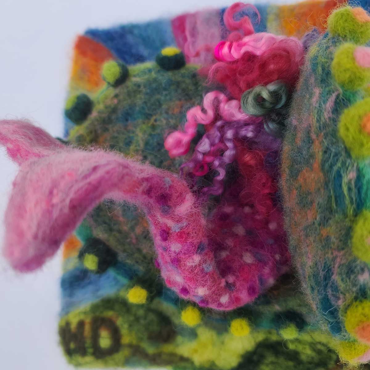 Mermaid tail original wool felted illustration