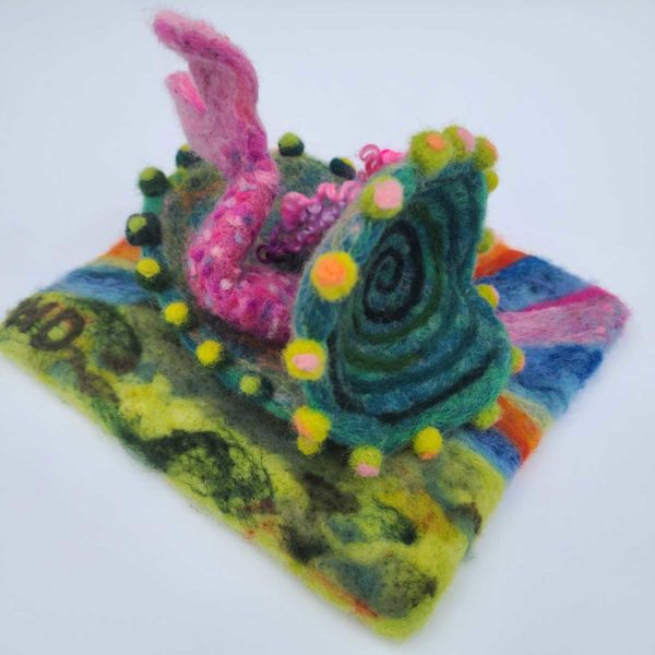Mermaid tail and magical shell original wool felted illustration 3