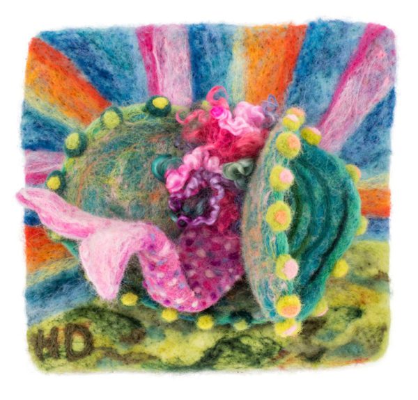 Mermaid Tail magical shell - Felted Illustration