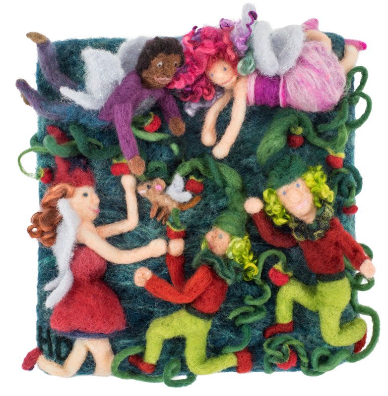 Fairy Dance Party original felted illustration by Hillary Dow