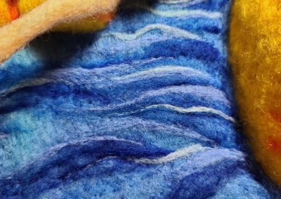 Remember, if you over do it, taking out felted wool is a cinch, you just give it a tug!