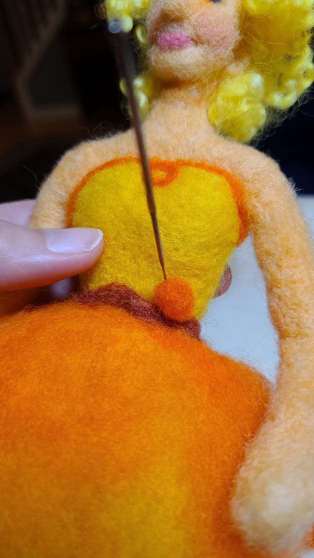 Needle Felting Details on a Dress