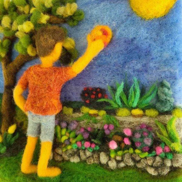 Sundrop Magic *Detail, a felted illustration by Hillary Dow