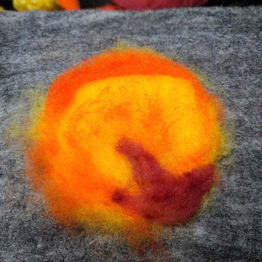 Sundrop-needle-felting-lesson-beginner (16) Happy Heart Pop Art needle felting kit, wall hanging