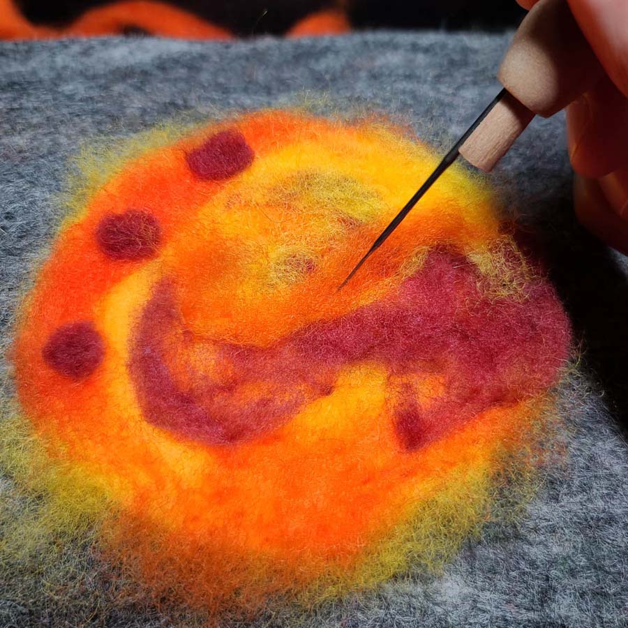 Sundrop-needle-felting-lesson-beginner (25) Happy Heart Pop Art needle felting kit, wall hanging