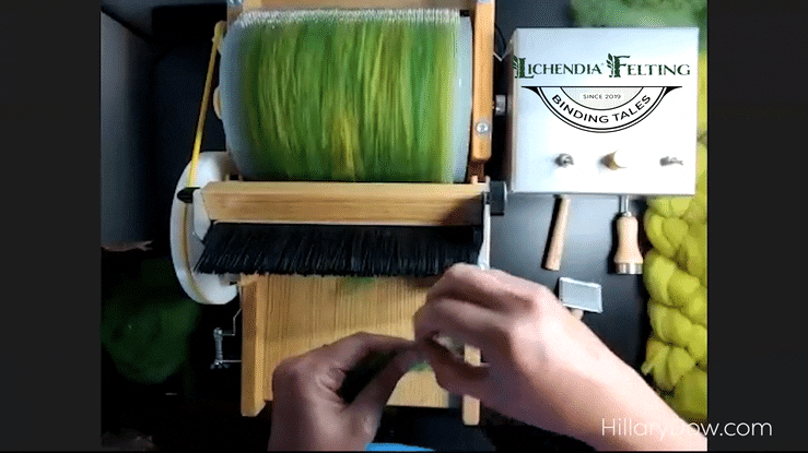 Blending a wool batt on a Brother Drum Carder Blending a wool batt on a Brother Drum Carder