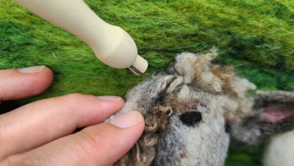 adding a sheep's ear, felting lesson with Hillary Dow