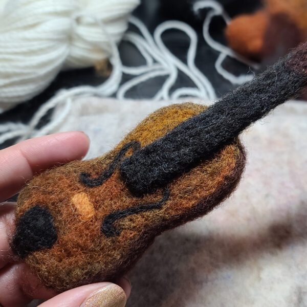 Wool Violin, an online needle felting lesson with fiber artist Hillary Dow